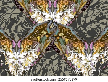 
Colorful backdrop with butterfly elements for texties or prints. Chaotic elegance motifs for fashion trends, business concepts, covers, scrapbooking, interior solutions, tiles or posters, etc. Vector