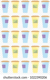Colorful backdrop with a pattern of coffee cups