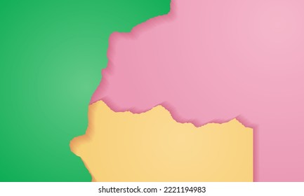 Colorful backdrop of torn papers. - Vector.