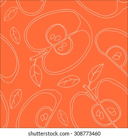 Colorful backgound with vector seamless apple. Color background