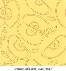 Colorful backgound with vector seamless apple. Color background