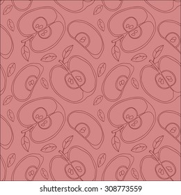 Colorful backgound with vector seamless apple. Color background