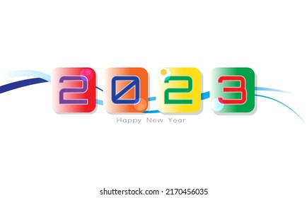 Colorful background of 2023 Creative concept of 2023 Happy New Year poster. Design template with typography logo 2022 for celebration and season decoration. 