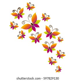 colorful background with abstract butterflies vector illustration