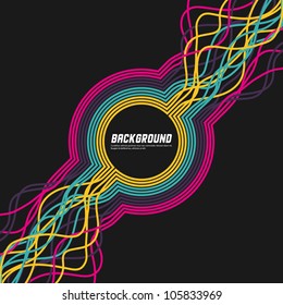 Colorful background with abstract ribbons. Vector illustration.