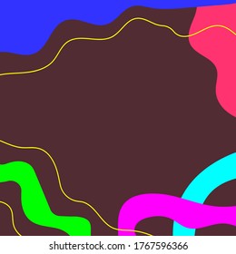Colorful background with abstract shapes. Modern collage drawn by hand. Neon colors. Square vector illustration.