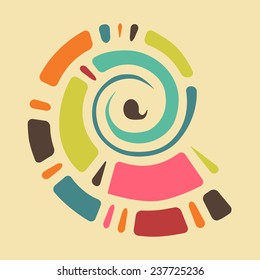 Colorful background with abstract shell in retro colors