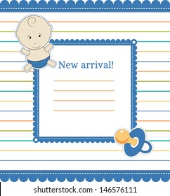 Colorful background with baby-boy and pacifier, vector