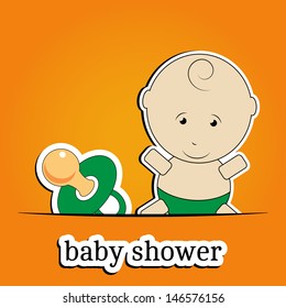 Colorful background with baby-boy and pacifier, vector