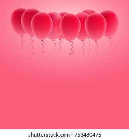 Colorful background with balloons. A bunch of balloons. Flying realistic glossy balloons.