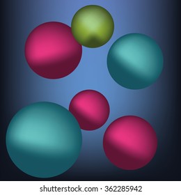 Colorful background. Balls different colors casting shadow on each other in space.