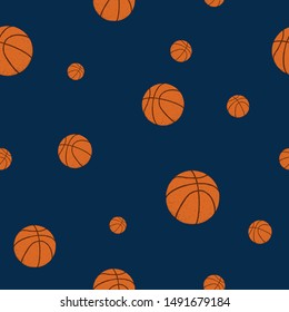 Colorful Background Of Basketball Balls. Seamless Basketball Pattern.