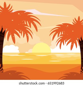 colorful background of beach sunset landscape