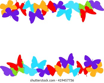 Colorful background with beautiful bright butterflies. Color illustration