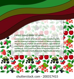 Colorful background with berries and waves with place for your text 