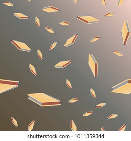 Colorful background with book pattern. Background wallpaper. Vintage cute seamless backdrop with books