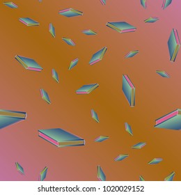 Colorful background with book pattern. Background wallpaper. Vintage cute seamless backdrop with books
