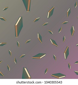 Colorful background with book pattern. Background wallpaper. Vintage cute seamless backdrop with books