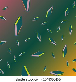 Colorful background with book pattern. Background wallpaper. Vintage cute seamless backdrop with books