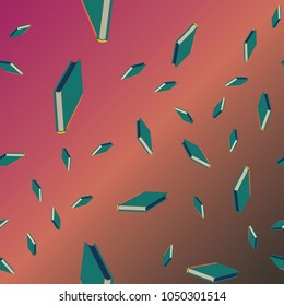 Colorful background with book pattern. Background wallpaper. Vintage cute seamless backdrop with books