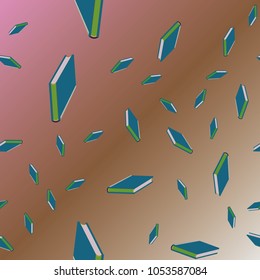 Colorful background with book pattern. Background wallpaper. Vintage cute seamless backdrop with books
