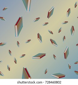 Colorful background with book pattern. Background wallpaper. Vintage cute seamless backdrop with books