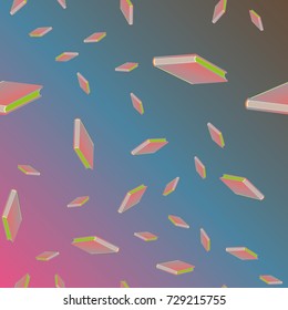 Colorful background with book pattern. Background wallpaper. Vintage cute seamless backdrop with books
