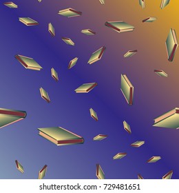 Colorful background with book pattern. Background wallpaper. Vintage cute seamless backdrop with books
