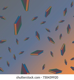 Colorful background with book pattern. Background wallpaper. Vintage cute seamless backdrop with books