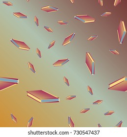 Colorful background with book pattern. Background wallpaper. Vintage cute seamless backdrop with books