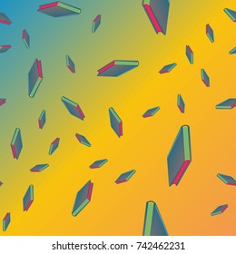 Colorful background with book pattern. Background wallpaper. Vintage cute seamless backdrop with books
