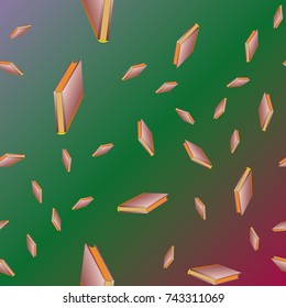 Colorful background with book pattern. Background wallpaper. Vintage cute seamless backdrop with books