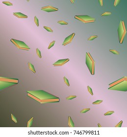 Colorful background with book pattern. Background wallpaper. Vintage cute seamless backdrop with books