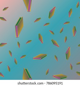 Colorful background with book pattern. Background wallpaper. Vintage cute seamless backdrop with books