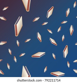 Colorful background with book pattern. Background wallpaper. Vintage cute seamless backdrop with books