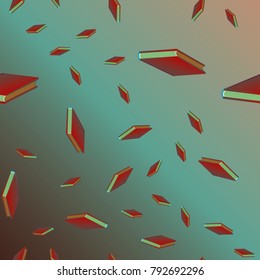 Colorful background with book pattern. Background wallpaper. Vintage cute seamless backdrop with books