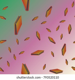 Colorful background with book pattern. Background wallpaper. Vintage cute seamless backdrop with books
