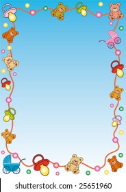 colorful background with a border out of toys and baby buggies