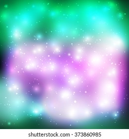 Colorful background with bright bokeh and particles