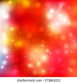 Colorful background with bright bokeh and particles