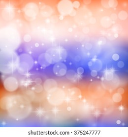Colorful background with bright bokeh and particles