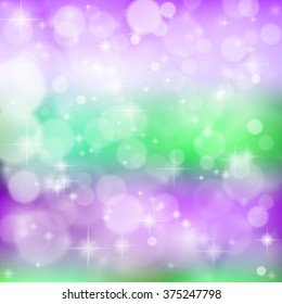 Colorful background with bright bokeh and particles