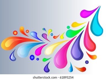 Colorful background with bright drop on gray