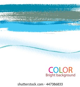 Colorful background with brush strokes of a dry brush . Abstract illustration. A template for the design. Smear the paint. Expressive strip .