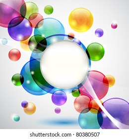 Colorful background with bubbles, lights, waves and copy space