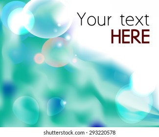 Colorful background with bubbles, sparkles and copy space