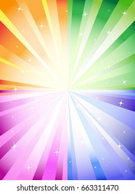 A colorful background with a burst and stars 