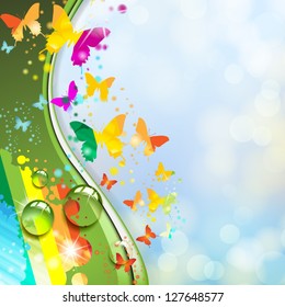 Colorful background with butterfly