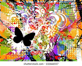 Colorful background with butterfly