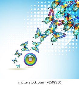 Colorful background with butterfly